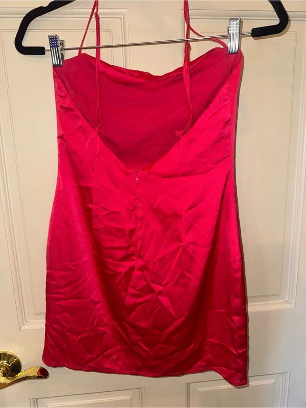 superdown Hot Pink Satin Cowl Mini Dress - Image 2