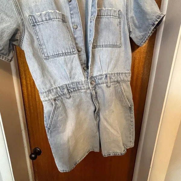 Hidden Los Angeles Womens Light Wash Denim Utility Romper HD8109-ML Blue Large - Image 9
