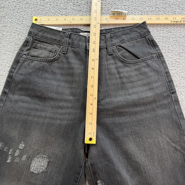 Forever 21 Premium 90s Fit Distressed Jeans Washed Black High Waist 27 Baggy - Image 3
