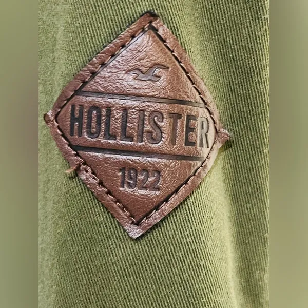 Hollister Jacket Womens M Utility Coat Military Style Green Full Zip Stretch - Image 10