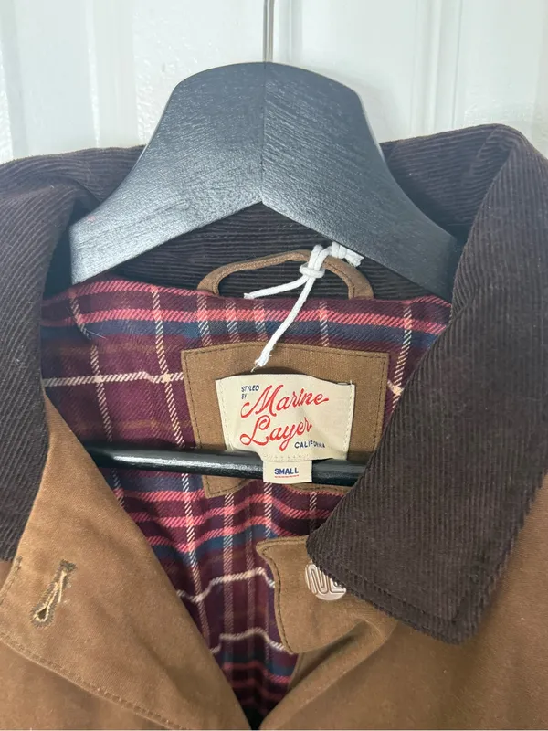 Marine Layer Riley Cotton Barn Jacket in Brown S - Image 8