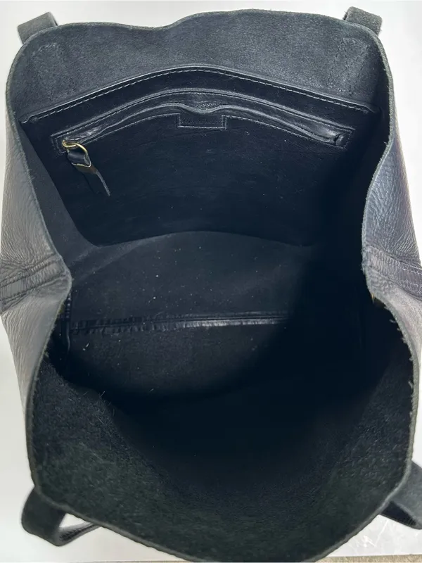 Madewell Black 100% Leather Transport Tote Bag Large 14x12 - Image 7