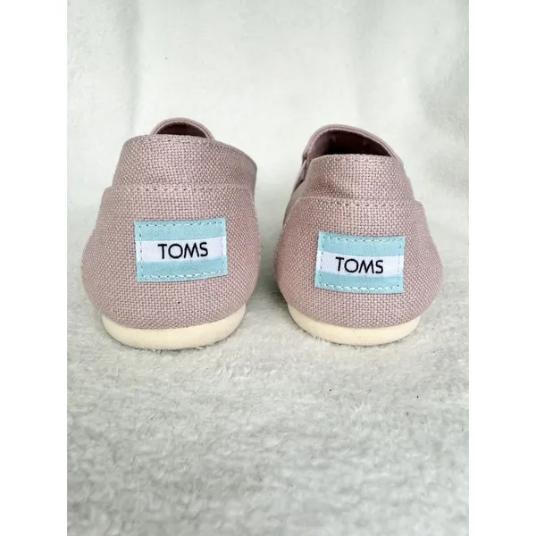TOMS Woman’s Pink Canvas Slip On Flats Shoes Size 9.5 - Image 4