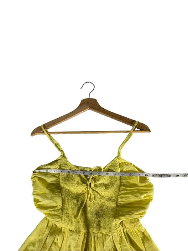 Aerie Smocked Keyhole Romper Womens M NWT Yellow Babydoll Cami Summer - Image 6