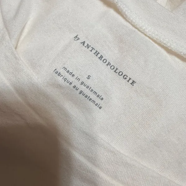 Anthropologie White Twist Front Crop T-Shirt Cotton Modal‎ Blend Womens Small - Image 3