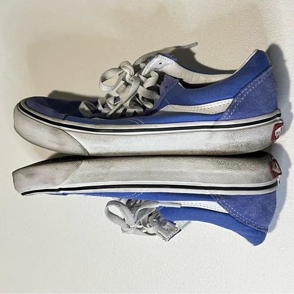 Vans Old Skool Low-Top Skate Shoes Blue Suede Size 8 - Image 5
