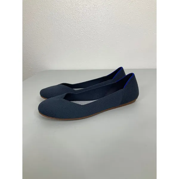 Rothys The Flat Navy Solid Round Toe Knit Ballet Flats‎ Womens 6 001-294 - Image 3