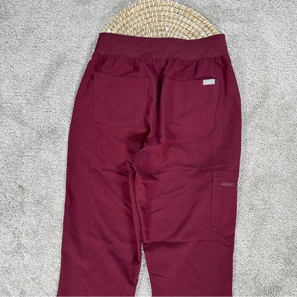 Figs Women’s High Waisted Zamora Jogger Scrub Pants Pull On in Burgundy ST - Image 8