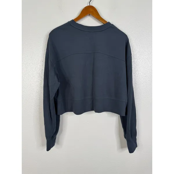 AYBL Womens Cropped Sweatshirt Large Charcoal Gray Activewear Crewneck Pullover - Image 2