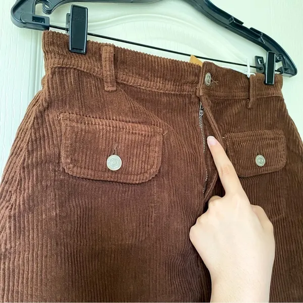Reformation Skirt Elia Patch Pocket Corduroy Mini‎ High-Waisted Cafe 26 NWT - Image 2