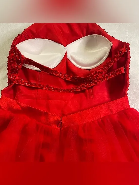 Red Sequin Halter Neck Show Girl Dress size XS/S - Image 4