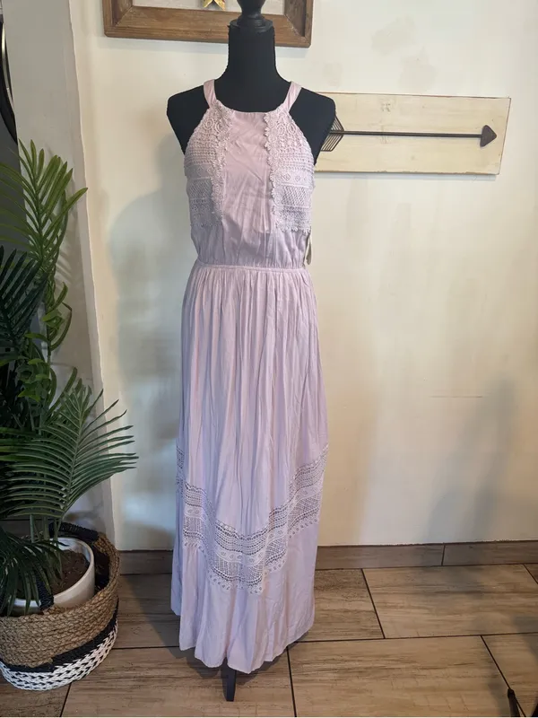 Altar'd State Lavender Crochet-Trim Maxi Dress - Image 3