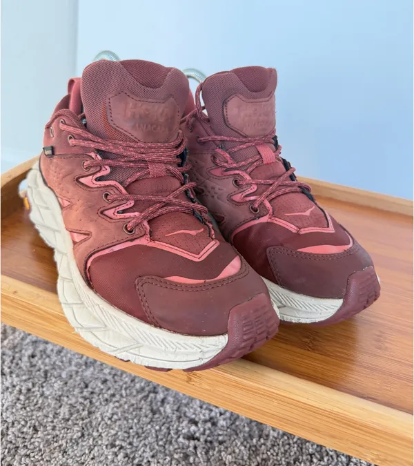 Hoka Anacapa Gototex Megagrip Women’s 9 B Trainers Sneakers Maroon Coral - Image 3