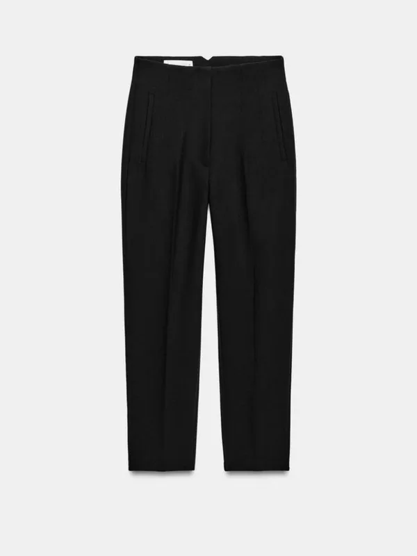 ZARA Black High Waist Front Seam Straight Leg Tailored Trousers Pants Size S - Image 12
