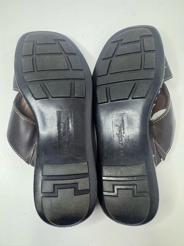 Natural Soul by Naturalizer Cade Brown Leather Sandals Women's Size 9W - Image 8