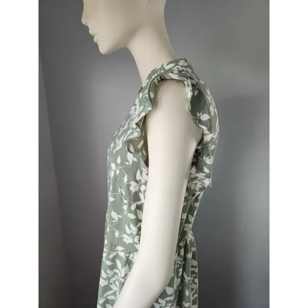 NWT Floral Midi Dress Stretch Pocket Ruffle Sleeve Flowy Boho Cottagecore MEDIUM - Image 10