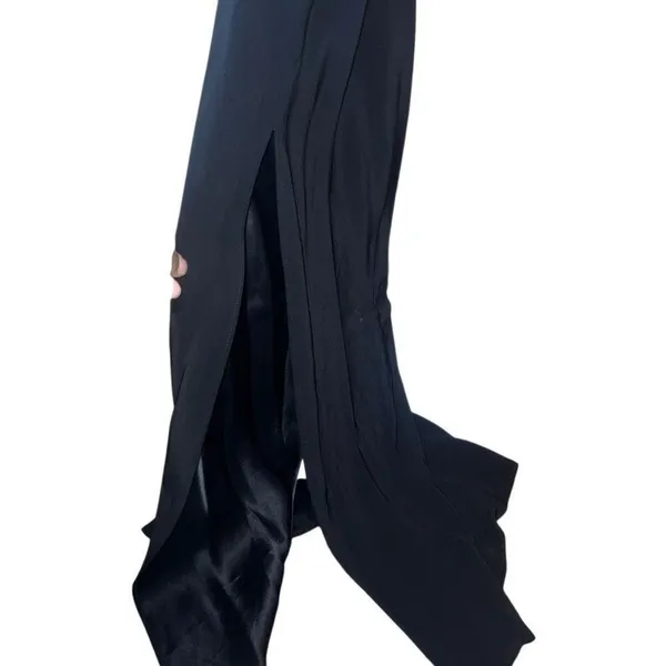 Mango Black Asymmetric Bow Maxi Dress With Slit Xs New $129.99 #758 - Image 8