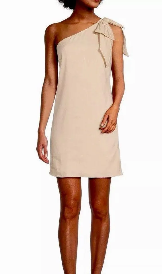 Antonio Melani Charlie One-shoulder Linen Blend Cream Shift Cocktail Dress sz 14 - Image 2