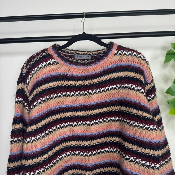 Anthropologie Elsamanda Striped Chunky Knit Alpaca Wool Blend Sweater M Medium - Image 4
