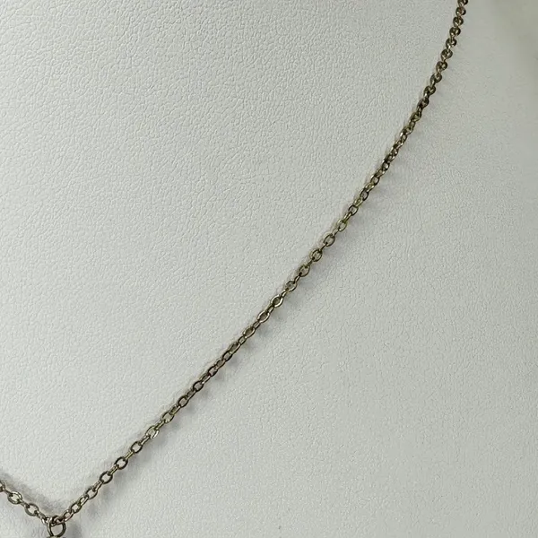Faux Pearl Rhinestone Pendant Silver Tone Necklace 18-19" ✨ - Image 7