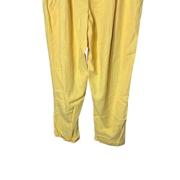 Love Tree Yellow Linen Paperbag‎ Waist pants Size M - Image 5