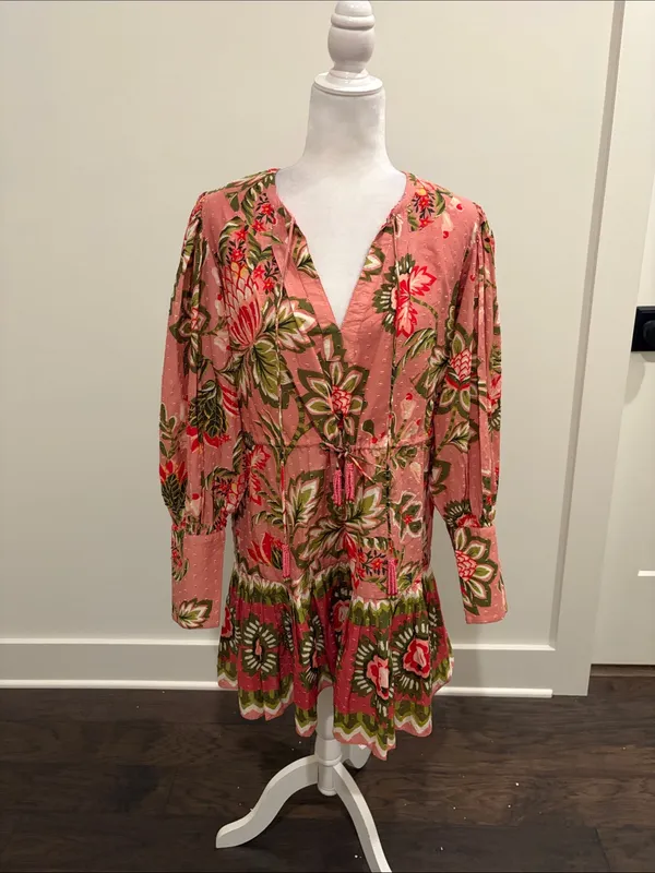 Farm Rio Aura Pink Mini Dress Sz M - Image 6