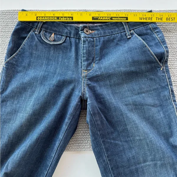 Vintage Old Navy Wide Leg Dark Rinse Denim Mid Rise Flare Wide Leg Jeans Sz 4 - Image 9