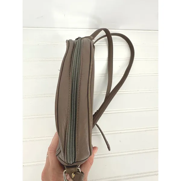 Vintage Etienne Aigner Crossbody Small Bag Purse Taupe Leather‎ Logo Zip Earthy - Image 13