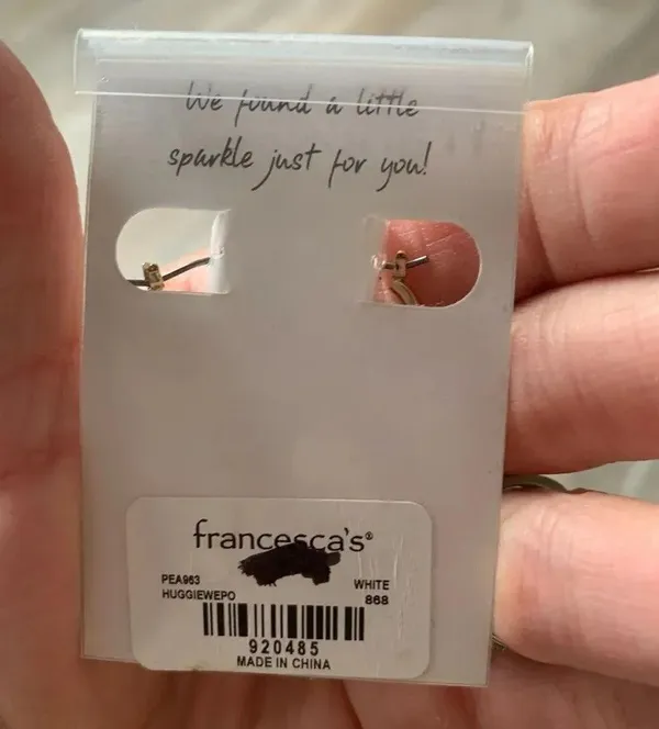 Francesca’s Smiley Hoop Earrings White And Gold NWT - Image 5