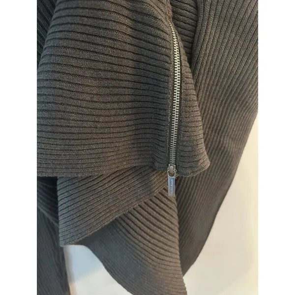 Michael Kors Asymmetric Sweater Size XL Gray Ribbed Pullover Side Zipper - Image 4