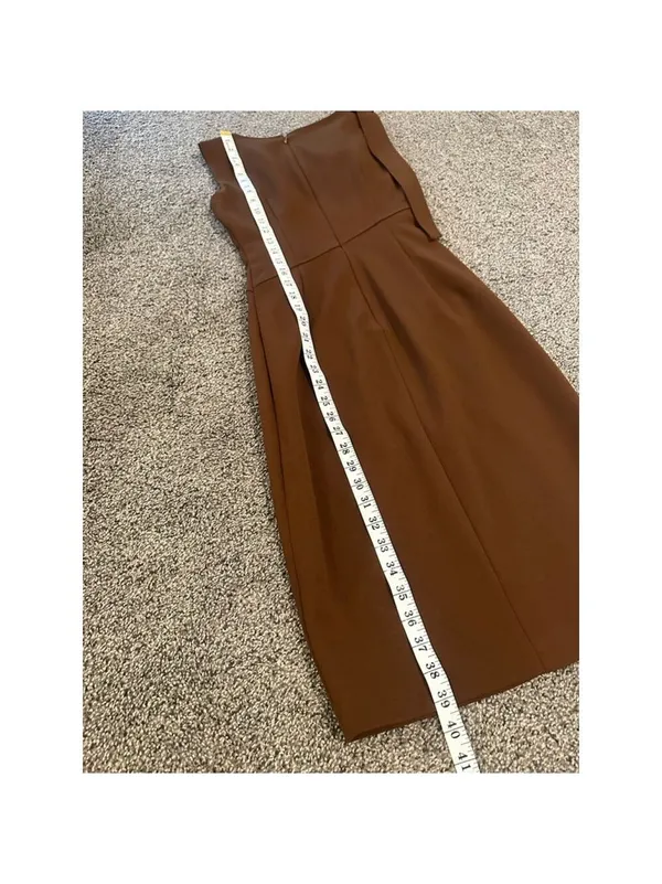 Calvin Klein Brown Bow Shoulder Midi Dress Size 2 - Image 11