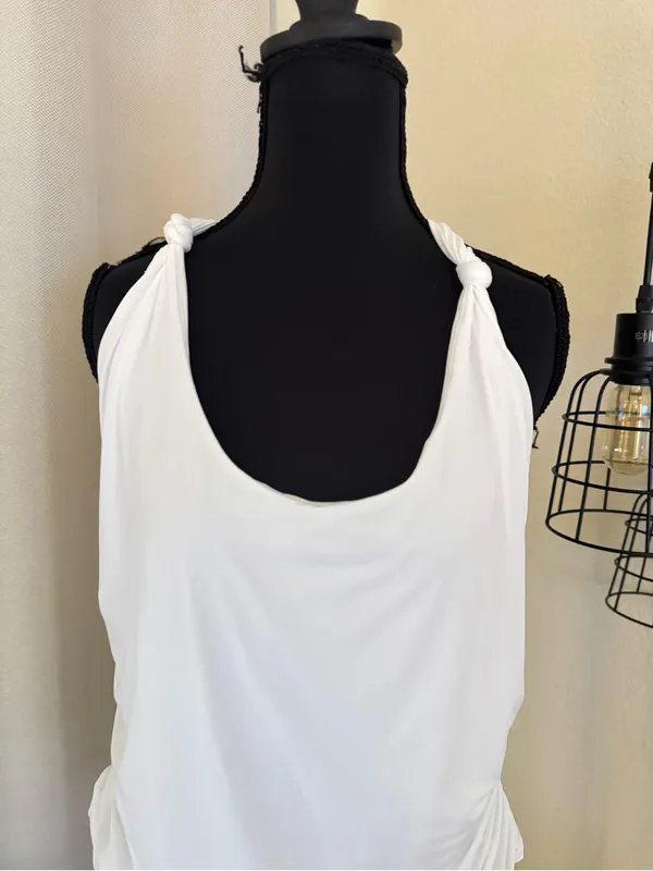 NWT Abercrombie & Fitch White Knot Halter Tank Top Open Back XL - Image 4