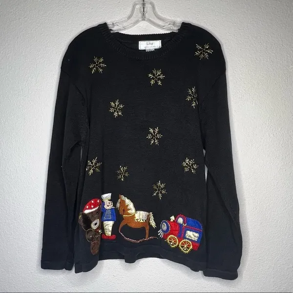 Vintage Lisa International Beaded Christmas‎ Sweater - Image 5