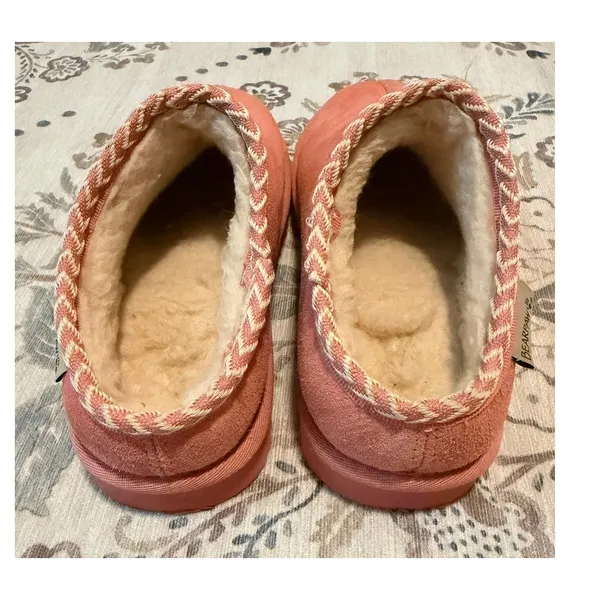 Bearpaw Tabitha Shell Pink Suede Wool Blend Slippers Clogs Women's Size 7 - Image 4