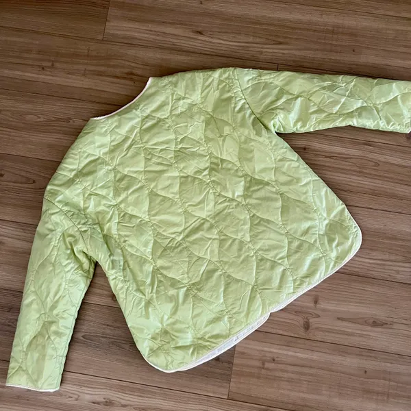 Lime Green Quilted Jacket Size L - Image 4