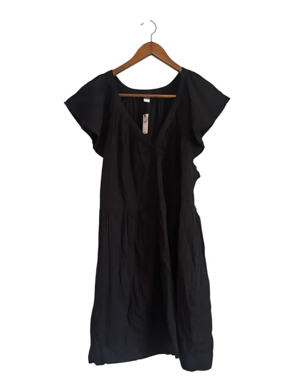 Old Navy NWT Black V-Neck Flutter Short Sleeve Mini/Midi Dress - Image 4