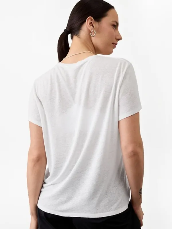 Athleta S Getaway Blended Linen Tee Bright White Small Regular - Image 2