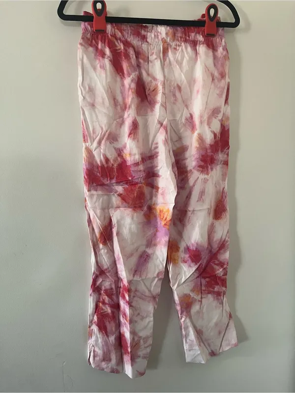 Ann Taylor Pink Watercolor Tie Dye Straight Leg Pants Small Petite Resort Beach - Image 4