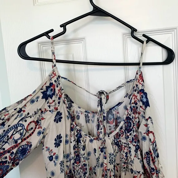 Altar'd State White‎ Blue Floral Cold Shoulder Dress Women's Size XS - Image 5