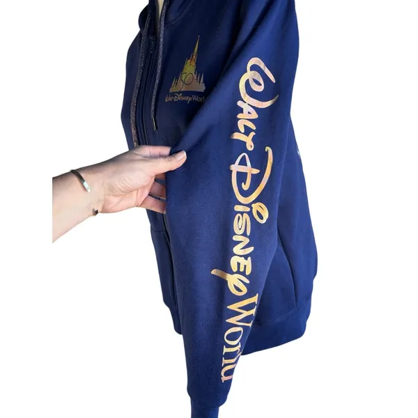Disney Walt Disney World 50th Women's L Full Zip Hooded Graphic Fleece Hoodie - Image 6