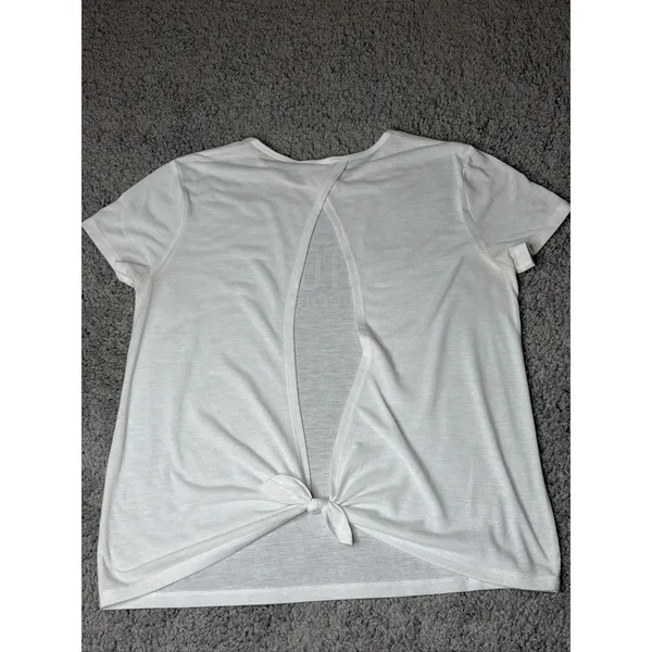 Victoria Sport Womens Large White Short Sleeve Logo Crew Neck Athletic T-Shirt - Image 5