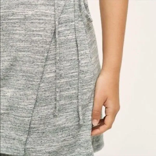 Anthropologie Maeve Marled Gray Tie front wrap tee dress - Image 7