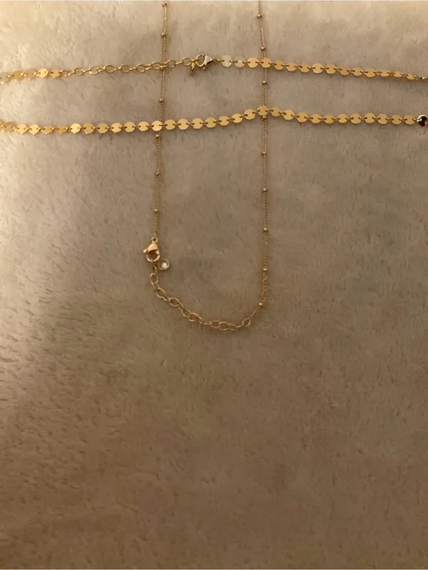Gold Layered Necklace Trio - Delicate Disc and Chain Set - Image 4