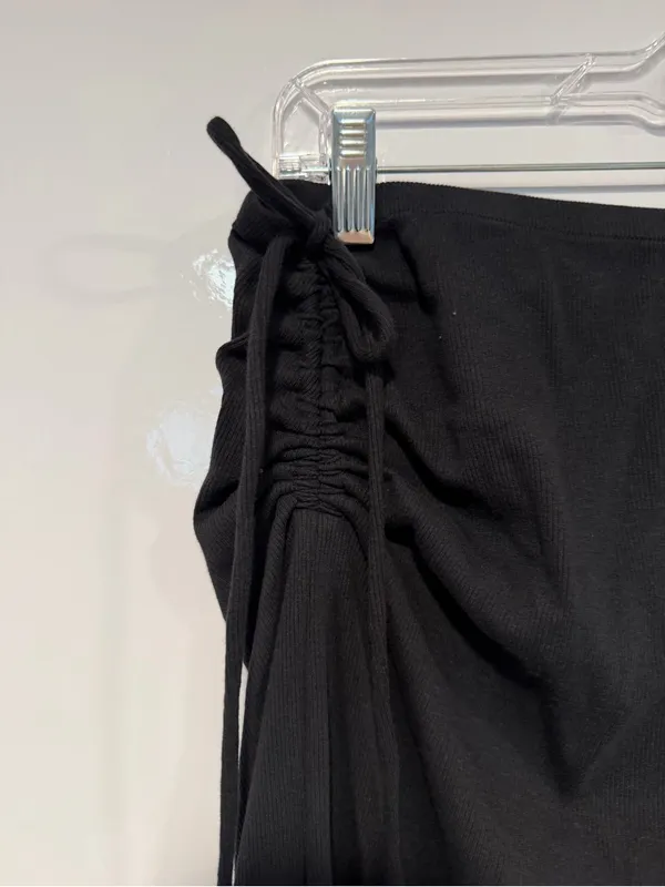 Aerie Classic Black Women's Drawstring Midi Skirt - Image 3