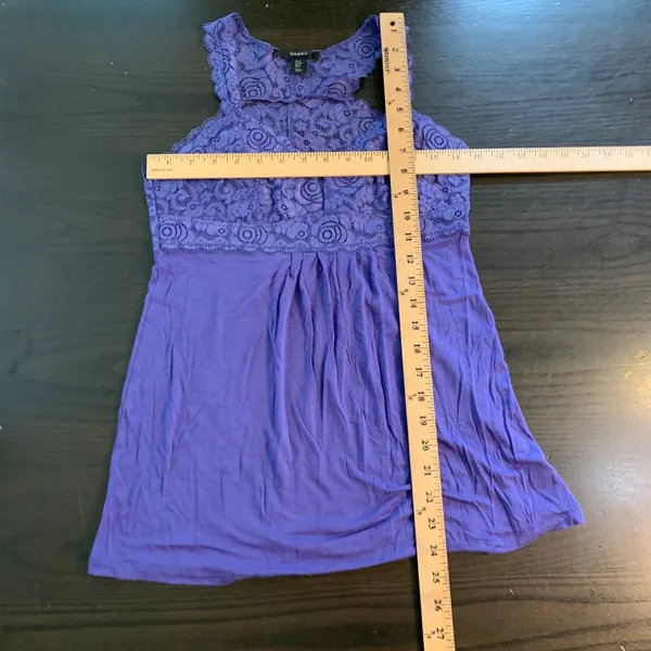 Tahari Womens Purple Lace Racerback Pajama Set Small Sleeveless Top and Pants - Image 9
