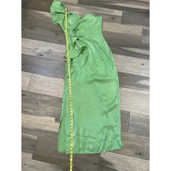 Bella Barnett One‑Shoulder Long Dress Size L Green Shimmer New With Tag - Image 4