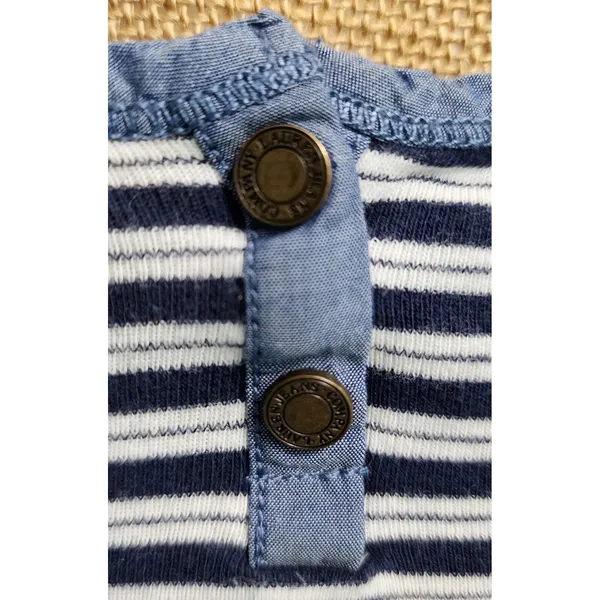 LRL Ralph Lauren Striped Top Denim‎ Trim Casual Tee Shirt Small - Image 2