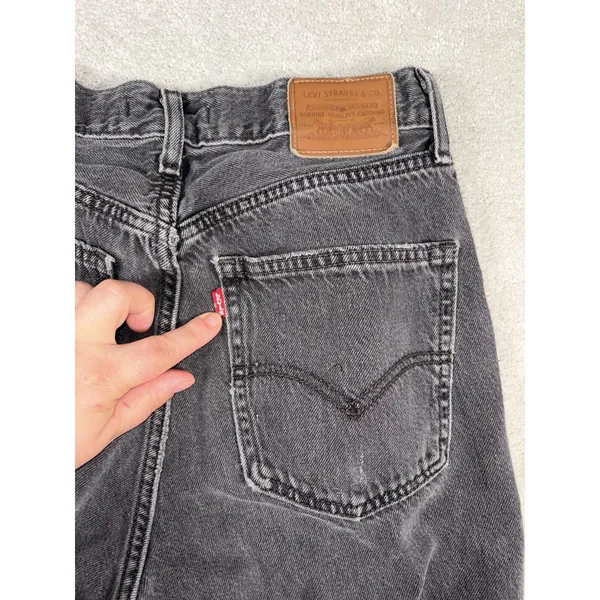 Levis‎ Premium 70s High Flare Jean Women 27x30 Black Washed Denim Big E ** - Image 8