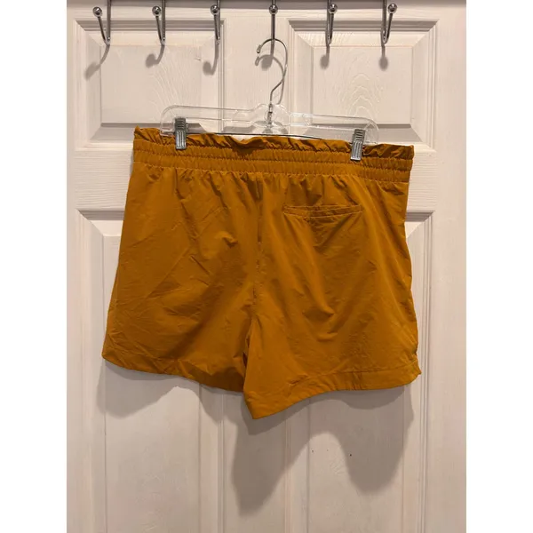 GapFit Womens High Rise Running Shorts Mustard Yellow Paperbag‎ Waist L Active - Image 4