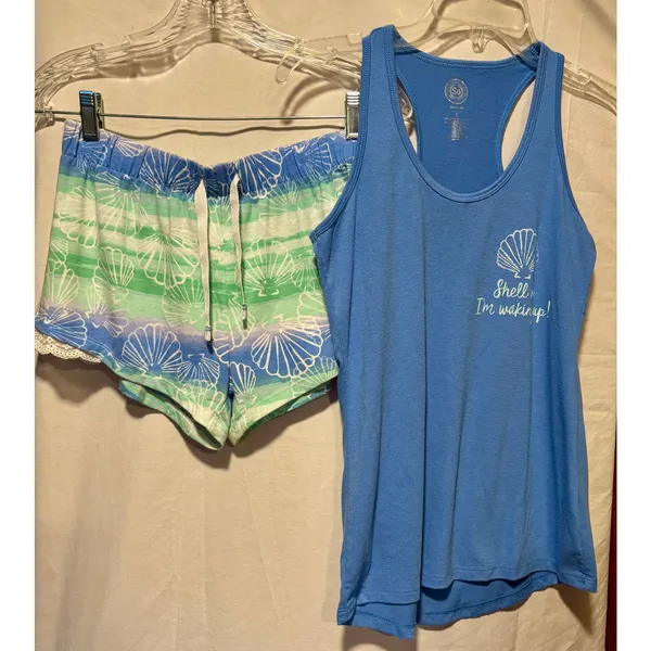 Authentic American Heritage PJ set Top and Short Shell No Im Waking Up Sz S Lot2 - Image 7